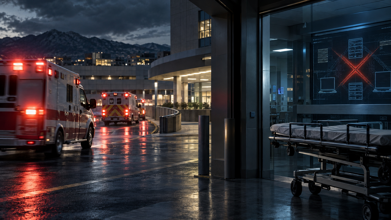 Editorial illustration for Cyberattack diverts ambulances and cancels care at UNM Health